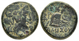 PONTUS.Amisos.Time of Mithradates VI Eupator.(Late 2nd/Early 1st centuries BC).Ae. 

Obv : Laureate head of Zeus right.

Rev : ΑΜΙΣΟΥ.
Eagle standing ...
