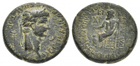 PHRYGIA.Acmonea.Nero.(54-68).Ae.

Obv : NEPΩN KAICAP CEBACTOC.
Laureate head right; caduceus to left, crescent to right.

Rev : CEPOYHNIOY KAΠITΩNOC K...