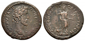 PISIDIA.Antioch.Antoninus Pius.(138-161).Ae.

Obv : ANTONINVS AVG PIVS P P TR P COS IIII.
Laureate head right.

Rev : COLONIAE CAES ANTIOCH.
Mên, with...