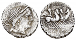 C. NAEVIUS BALBUS. (79 BC).Rome.Denarius.

Obv : S C.
Diademed head of Venus right.

Rev : C NAE BALB.
Victory driving quadriga right; XXXV.

Conditio...
