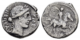 A. LICINIUS NERVA.(47 BC).Rome.Denarius.

Obv : FIDES NERVA.
Laureate head of Fides right. Border of dots.

Rev : A·LICINI III VIR.
Horseman galloping...