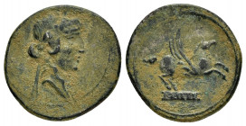 Q. TITIUS.Denarius.(90 BC).Rome.Ae.

Obv : Head of Liber right, wearing ivy-wreath.

Rev : Q TITI.
Pegasus right; below, legend in linear frame.
Crawf...