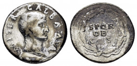 GALBA.(68-69).Rome. Denarius.

Obv : IMP SER GALBA AVG.
Bare head right.

Rev : SPQR OB C S.
Legend in 3 lines within wreath.
RIC II 167.
RARE.

Condi...