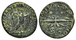 HADRIAN.(117-138).Rome.Quadrans. 

Obv : IMP CAESAR TRAIAN HADRIANVS AVG.
Eagle standing left, head right.

Rev : P M TR P COS III P P S - C.
Winged t...