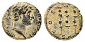 HADRIAN.(117-138).Rome.Ae.

Obv : HADRIANVS AVGVSTVS P P.
Laureate head of Hadrian to right, with slight drapery on his left shoulder.

Rev : COS III ...