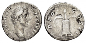 ANTONINUS PIUS.(138-161).Rome.Denarius. 

Obv : ANTONINVS AVG PIVS P P.
Bare head right.

Rev : TR POT COS II.
Modius with poppy and two corn-ears.
RI...