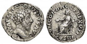 MARCUS AURELIUS.(161-180).Rome.Denarius. 

Obv : IMP M AVREL ANTONINVS AVG.
Laureate head right.

Rev : CONCORD AVG TR P XV COS III.
Concordia seated ...