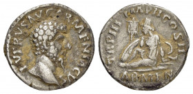 MARCUS AURELIUS.(161-180).Rome.Denarius.

Obv : ANTONINVS AVG ARMENIACVS.
Laureate head right.

Rev : P M TR P XIX IMP II COS III ARMEN.
Weeping...