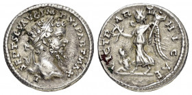 SEPTIMIUS SEVERUS.(193-211).Laodicea.Denarius. 

Obv : L SEPT SEV AVG IMP XI PART MAX.
Laureate head right.

Rev : VICT PARTHICAE.
Victory advancing l...
