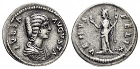 JULIA DOMNA.(193-217).Laodicea. Denarius. 

Obv : IVLIA AVGVSTA.
Draped bust right.

Rev : VENVS FELIX.
Venus standing left, holding apple and sceptre...