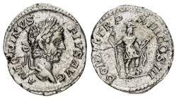 CARACALLA.(197-217).Rome.Denarius.

Obv : ANTONINVS PIVS AVG.
Laureate head right.

Rev : PONTIF TR P XIII COS III.
Virtus standing right with spear a...