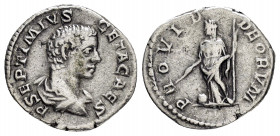 GETA.(198-209).Rome.Denarius.

Obv : P SEPTIMIVS GETA CAES.
Bare headed, draped bust right.

Rev : PROVID DEORVM.
Providentia standing facing, head le...