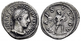 SEVERUS ALEXANDER.(222-235).Rome.Denarius. 

Obv : IMP ALEXANDER PIVS AVG.
Laureate, draped and cuirassed bust right.

Rev : MARS VLTOR.
Mars advancin...