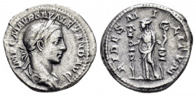 SEVERUS ALEXANDER.(222-235).Rome.Denarius.

Obv : IMP C M AVR SEV ALEXAND AVG.
Laureate and draped bust right.

Rev : FIDES MILITVM.
Fides standing le...