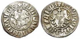 CILICIAN ARMENIA.Levon I.(1198-1219).Sis.Tram.

Obv : King seated facing on throne decorated with lions, holding cross and lis-tipped scepter.

Rev : ...