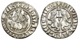 CILICIAN ARMENIA.Levon I.(1198-1219).Sis.Tram.

Obv : King seated facing on throne decorated with lions, holding cross and lis-tipped scepter.

Rev : ...