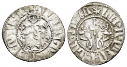 CILICIAN ARMENIA.Levon I.(1198-1219).Sis.Tram.

Obv : Crowned figure of Levon seated on throne ornamented with lions, holding cross and fleur-de-lis.
...