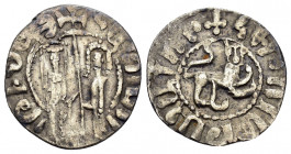 CILICIAN ARMENIA.Hetoum I and Zabel.(1226-1270).Sis.Tram.

Obv : Hetoum and Zabel standing facing one another, heads facing, holding between them a lo...