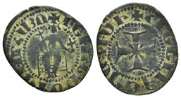 CILICIAN ARMENIA.Levon IV.(1320-1341).Sis.Pogh.

Obv : Levon seated facing on throne, holding lis-tipped sceptre and orb. 

Rev : Cross pattée, with s...