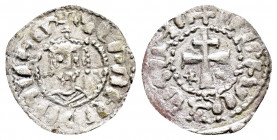 CILICIAN ARMENIA.Levon V (1374-1375). BI Denar.

Obv : Crowned bust facing; three pellets above each shoulder.

Rev : Cross potent; line in each quart...