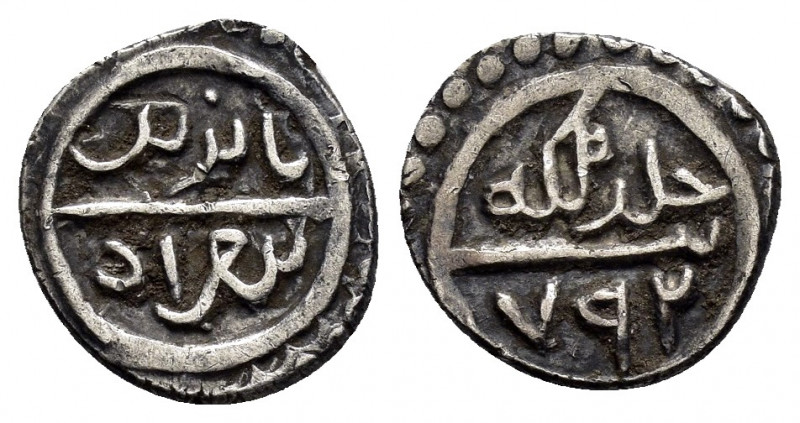 OTTOMAN.Bayazid I.(1389-1402).Akce

Obv : Arabic legend.

Rev : Arabic legend.
P...