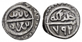 OTTOMAN.Bayazid I.(1389-1402).Akce

Obv : Arabic legend.

Rev : Arabic legend.
Pere 13. Artuk 1385. Sreckovic S. 43-48. Damali 4-G1.

Condition : Nice...