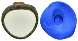 ANCIENT BRONZE RING with INTAGLIO.(3rd–4th centuries).Ae.

Condition : Good very fine.

Weight : 1.6 gr
Diameter : 17 mm