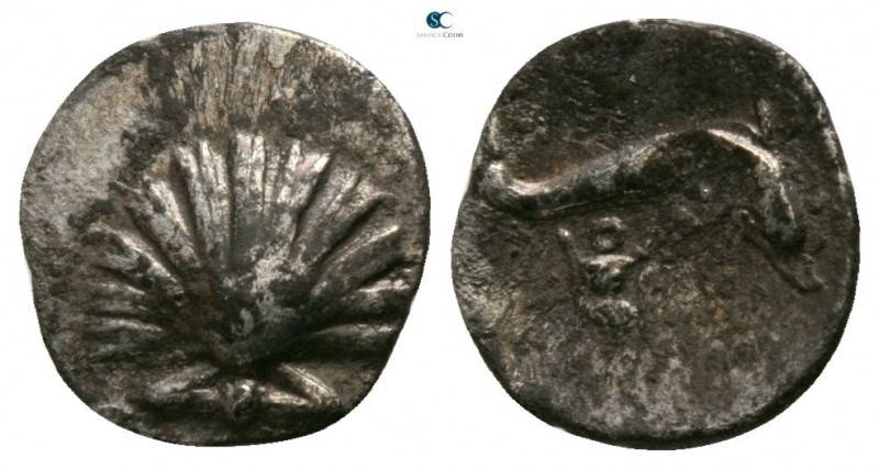 Calabria. Tarentum circa 280-228 BC. 
Litra AR

8mm., 0,36g.

Cockle shell ...