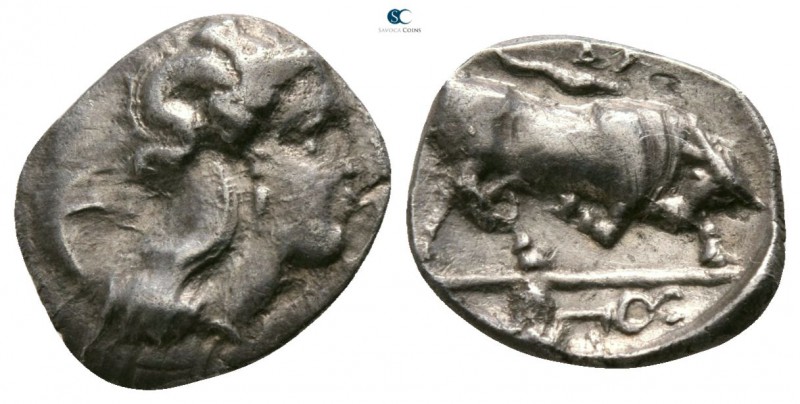 Lucania. Thourioi circa 300-280 BC. 
Triobol AR

10mm., 1,04g.

Head of Ath...