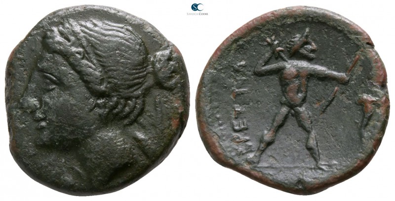 Bruttium. The Brettii circa 215-205 BC. 
Bronze Æ

16mm., 4,07g.

Head of N...