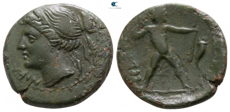 Bruttium. The Brettii circa 214-211 BC. 
Bronze Æ

17mm., 3,68g.

NIKA, dia...