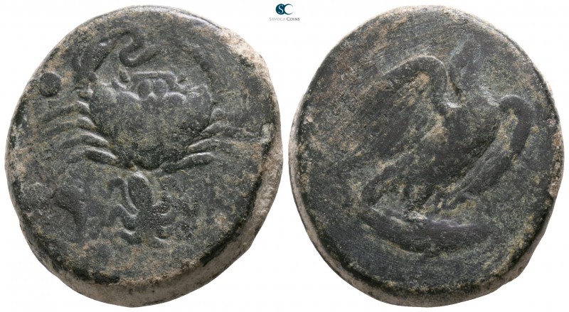 Sicily. Akragas circa 425-406 BC. 
Hemilitron Æ

27mm., 20,24g.

Crab, conc...