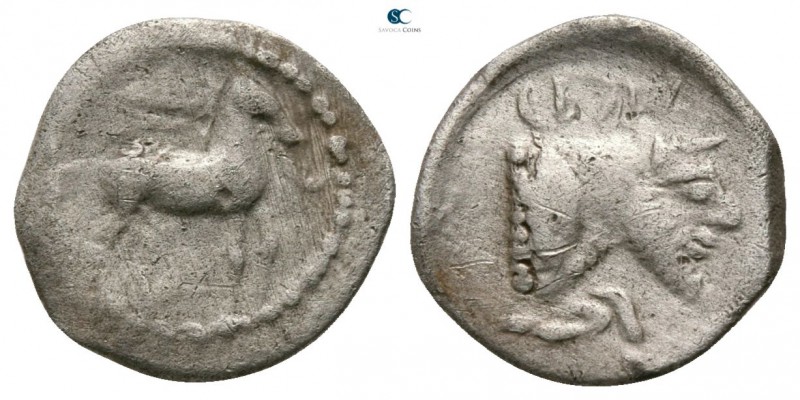 Sicily. Gela circa 465-450 BC. 
Litra AR

10mm., 0,80g.

Horse standing rig...