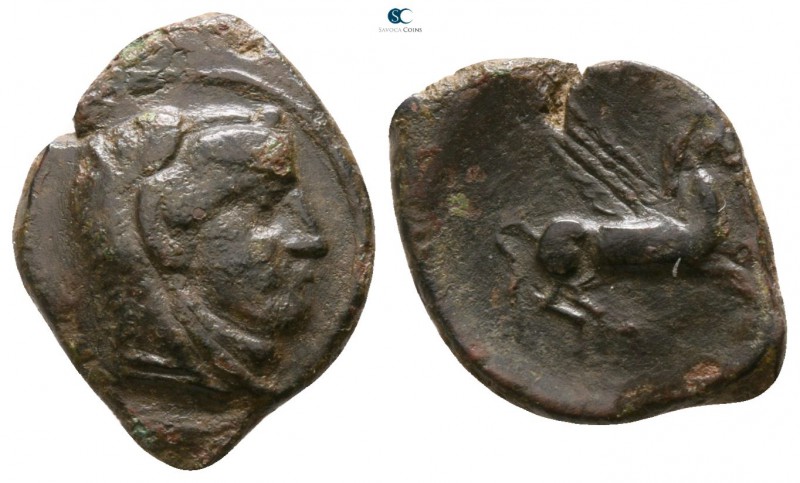 Sicily. Kephaloidion circa 400-200 BC. 
Bronze Æ

14mm., 1,53g.

Head of He...