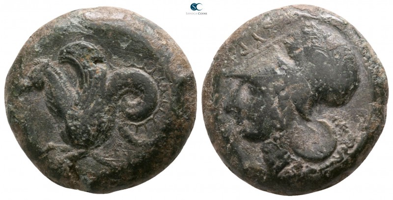 Sicily. Syracuse. Dionysios I. 405-367 BC. 
Litra Æ

17mm., 8,67g.

Hippoca...