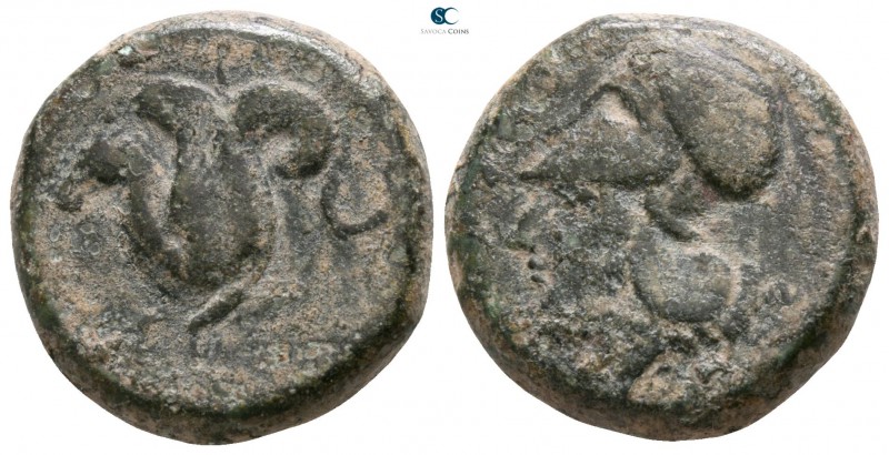 Sicily. Syracuse. Dionysios I. 405-367 BC. 
Litra Æ

17mm., 8,19g.

Hippoca...