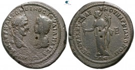 Moesia Inferior. Marcianopolis. Elagabalus and Julia Maesa AD 218-222. Julius Antonius Seleukus, legate. Pentassarion AE