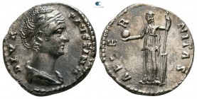 Diva Faustina I AD 140-141. Struck under Antoninus Pius, AD 141. Rome. Denarius AR