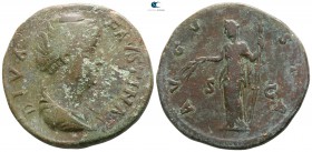 Diva Faustina AD 140-141. Rome. Sestertius Æ
