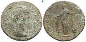 Diva Faustina AD 140-141. Rome. Sestertius Æ
