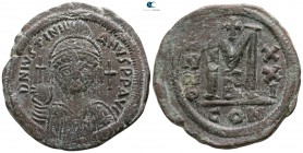 Justinian I AD 527-565. Dated RY 21=AD 547/8. Constantinople. Follis Æ