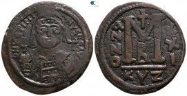 Justinian I AD 527-565. Dated RY 21= AD 547/8. Cyzicus. Follis Æ