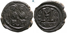 Justin II and Sophia AD 565-578. Regnal Year 9=AD 573/4. Nikomedia. Follis Æ