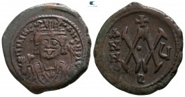 Maurice Tiberius AD 582-602. Dated RY 5=AD 587/8. Theoupolis (Antioch). Half follis Æ