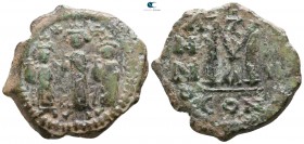 Heraclius & H.Constantine & Martina AD 610-641. Year 7=AD 616/7. Constantinople. Follis Æ