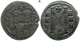 Michael II with Theophilus AD 820-829. Constantinople. Follis Æ