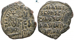 Basil I the Macedonian, with Constantine AD 867-886. Possibly Constantinople. Follis Æ