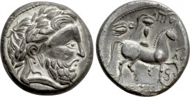 EASTERN EUROPE. Imitations of Philip II of Macedon (3rd century BC). Tetradrachm. "Trident and Triskeles" type
