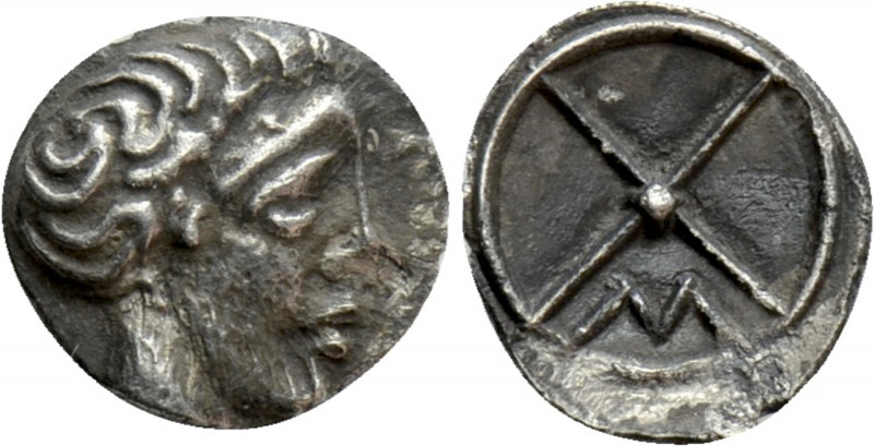 GAUL. Massalia. Hemiobol (Circa 410-380 BC). 

Obv: Bare head of Apollo right....