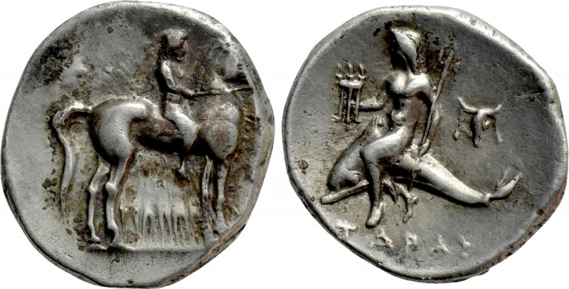 CALABRIA. Tarentum. Nomos (Circa 272-240 BC). 

Obv: Youth on horseback right;...